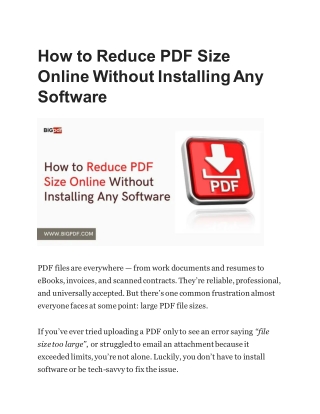How to Reduce PDF Size Online Without Installing Any Software
