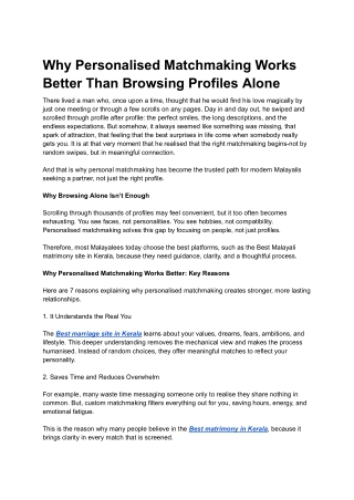 Why Personalised Matchmaking Works Better Than Browsing Profiles Alone