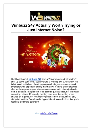 Winbuzz 247 Actually Worth Trying or Just Internet Noise