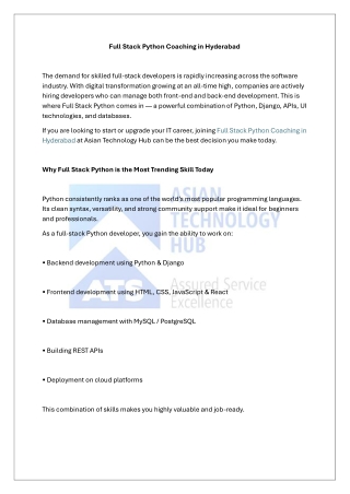 Full Stack Python Coaching in Hyderabad