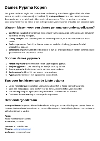 Dame Pyjama Kopen