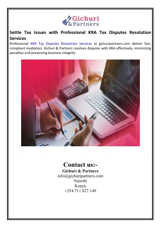 Settle Tax Issues with Professional KRA Tax Disputes Resolution Services