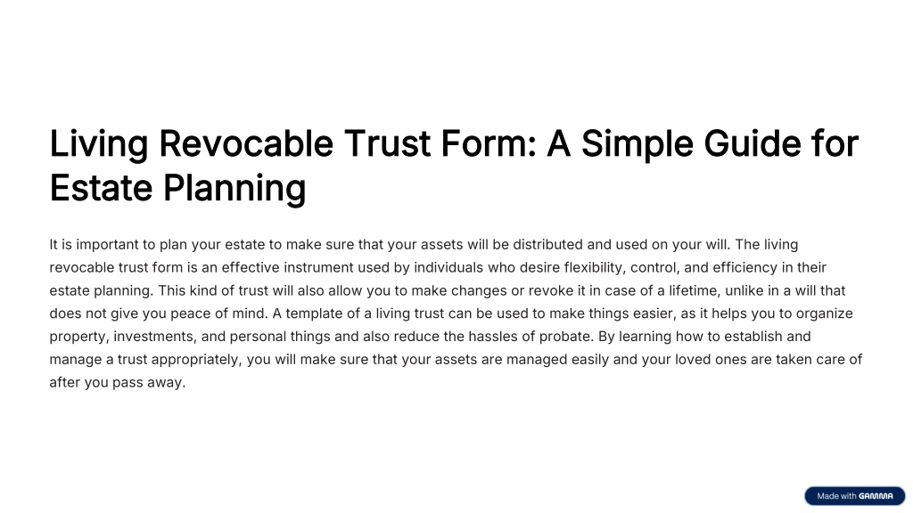 Tryst Guide PPT - Living-Revocable-Trust-Form-A-Simple-Guide-for-Estate-Planning ...