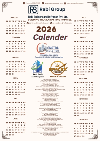 Constrasolution 2026 Construction Company Calendar|Best Construction & Interior