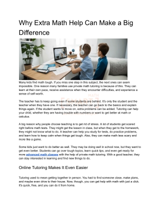 Why Extra Math Help Can Make a Big Difference