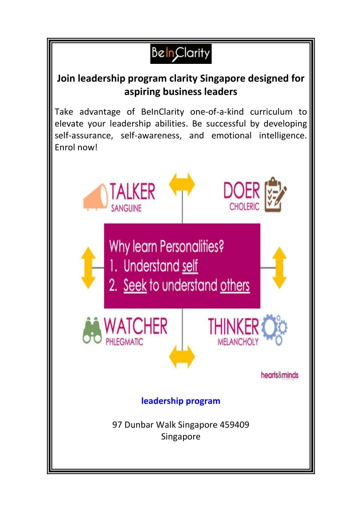 PPT - Join leadership program clarity Singapore designed for aspiring ...