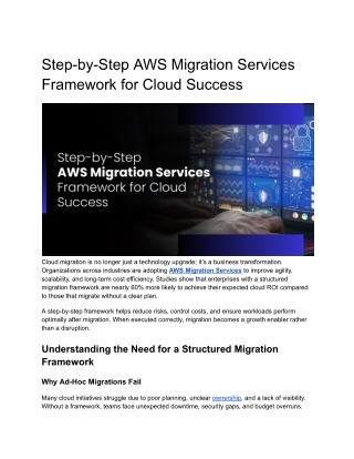 Step-by-Step AWS Migration Services Framework for Cloud Success