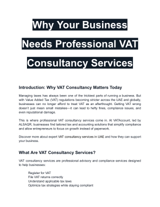 Top-Rated VAT Consultancy in Dubai – Expert Advice by Nadeem Afzal