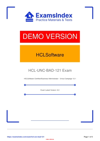 HCL‑UNC‑BAD‑121 Unica Campaign Business Administrator Exam Guide