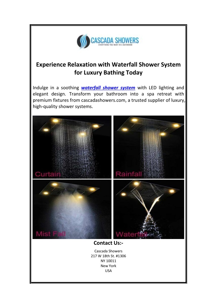 PPT - Experience Relaxation with Waterfall Shower System for Luxury ...