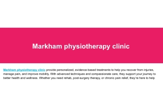 Markham physiotherapy clinic