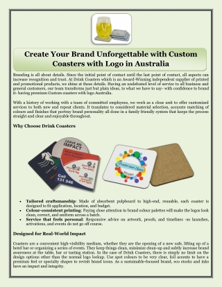 Create Your Brand Unforgettable with Custom Coasters with Logo in Australia