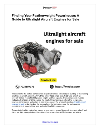 A Guide to Ultralight Aircraft Engines for Sale