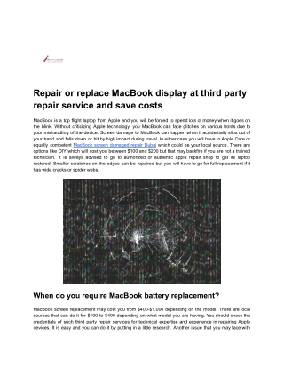 Repair or replace MacBook display at third party repair service and save costs
