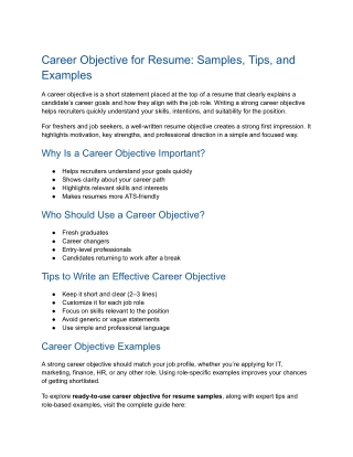 Career Objective for Resume_ Samples, Tips, and Examples