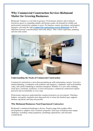 Commercial Construction Services Richmond Experts | Landis Enterprises