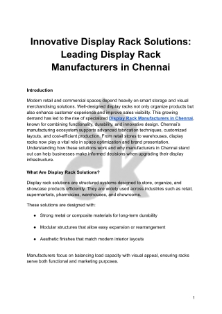 Innovative Display Rack Solutions: Leading Display Rack Manufacturers in Chennai