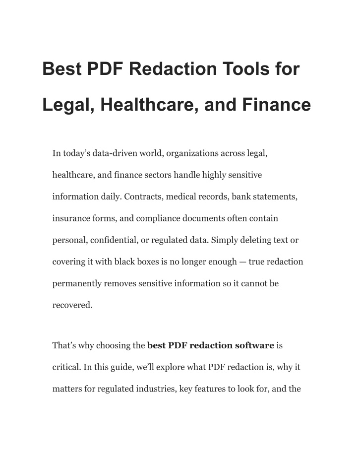 Redaction Template PPT - Best PDF Redaction Tools for Legal, Healthcare, and Finance ...