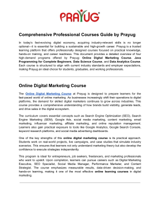 Comprehensive Professional Courses Guide by Prayug