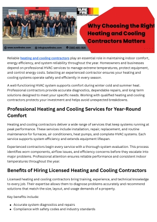 Why Choosing the Right Heating and Cooling Contractors Matters