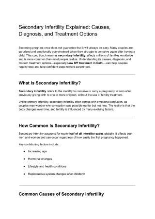 Secondary Infertility Explained_ Causes, Diagnosis, and Treatment Options