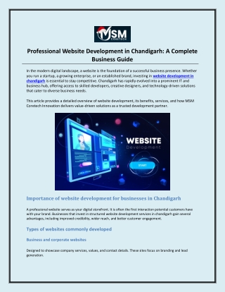 Professional Website Development in Chandigarh: A Complete Business Guide