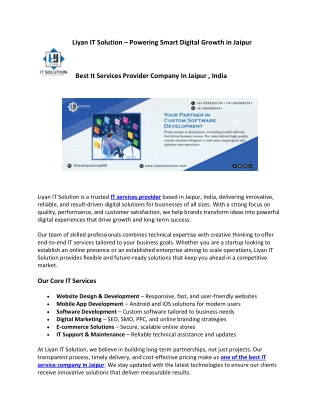 Liyan IT Solution – Powering Smart Digital Growth in Jaipur