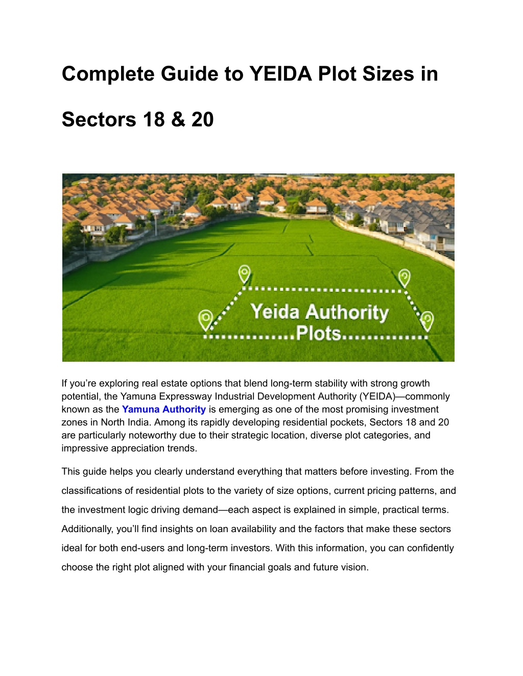 PPT - Complete Guide to YEIDA Plot Sizes in Sectors 18 & 20 PowerPoint ...