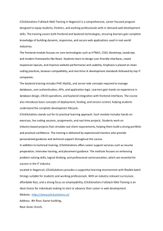 Fullstack Web Training in Nagercoil