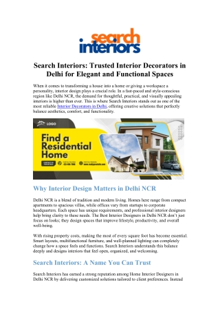 Interior Decorators in Delhi for Luxury and Modern Home Designs
