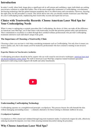 Clinics with Trustworthy Records: Choose American Laser Med Spa for Your Coolscu