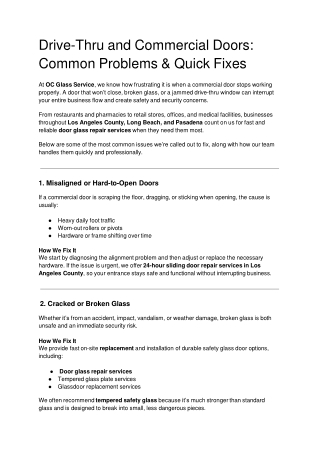 PPT - Drive-Thru and Commercial Doors_ Common Problems & Quick Fixes (1