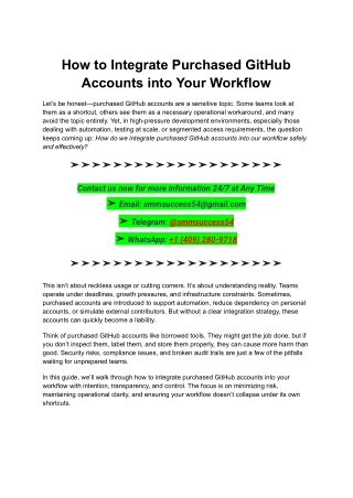 How to Integrate Purchased GitHub Accounts into Your Workflow