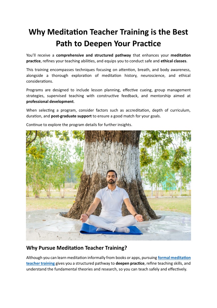 PPT - Why Meditation Teacher Training is the Best Path to Deepen Your Practice PowerPoint ...
