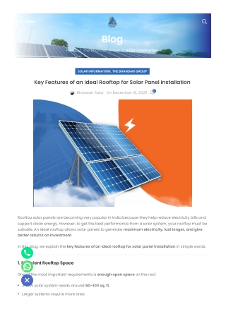 Key Features of an Ideal Rooftop for Solar Panel Installation