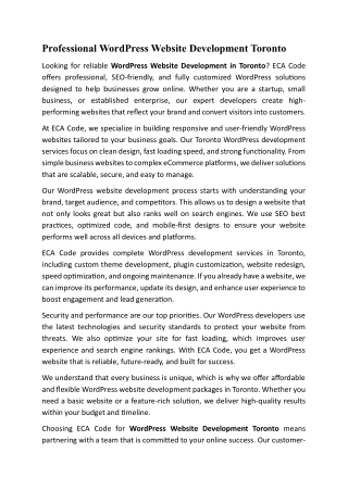 Professional WordPress Website Development Toronto