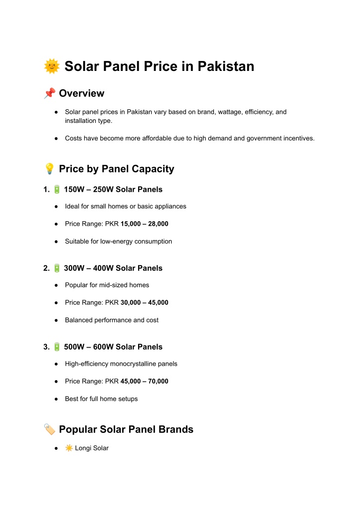 PPT - Solar Panel Price in Pakistan 2025 – Latest Rates & Best Brands ...