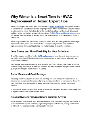 Professional HVAC Replacement Services Across Texas | Elite Clean & Restoration