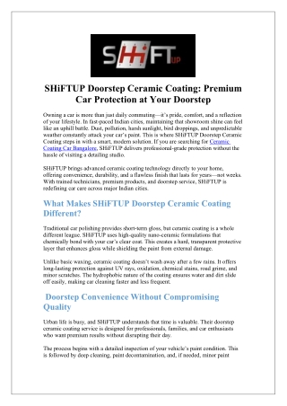 Leading Ceramic Coating Services in Hyderabad | ShiftUpCoatings.com
