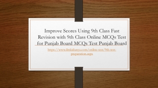 9th Class Punjab Board Online MCQs Test for Easy Exam Preparation