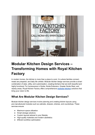 Premium Modular Kitchen Design Services | Royal Kitchen Factory