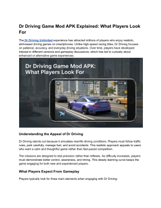 Dr Driving Game Mod APK Explained_ What Players Look For