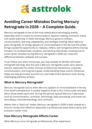 Avoiding Career Mistakes During Mercury Retrograde in 2026