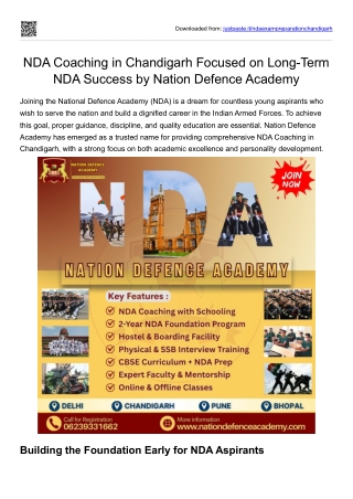 NDA Coaching in Chandigarh Focused on Long-Term NDA Success by Nation Defence Academy
