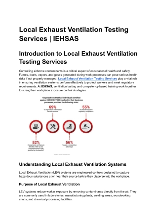 Local Exhaust Ventilation Testing Services IEHSAS
