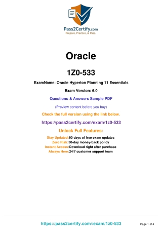 Oracle Hyperion Planning 11 Essentials 1Z0-533