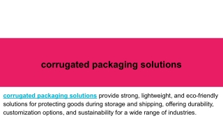 corrugated packaging solutions