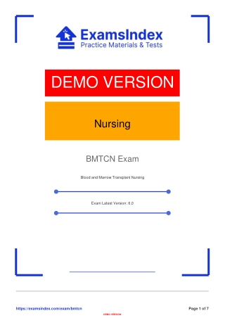 Blood and Marrow Transplant Nursing Certification Exam