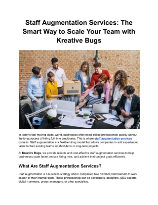 Staff Augmentation Services_ The Smart Way to Scale Your Team with Kreative Bugs