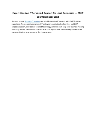 Expert Houston IT Services & Support for Local Businesses